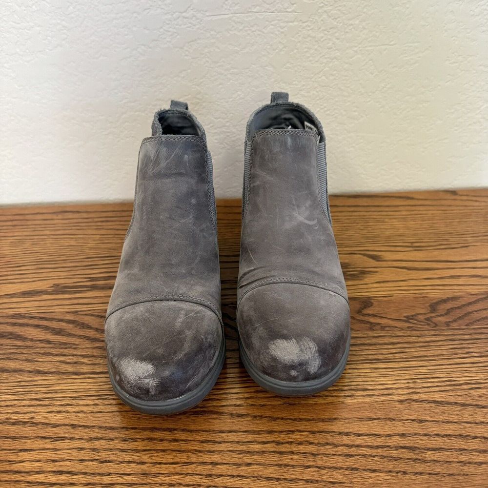 Sorel Boots Evie Women's Size 7 Gray Leather Suede Wedge‎ Chelsea